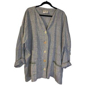 Somewhat Funky Women's Oversized 100% Linen Jacket Size S M Lagenlook Beachy USA